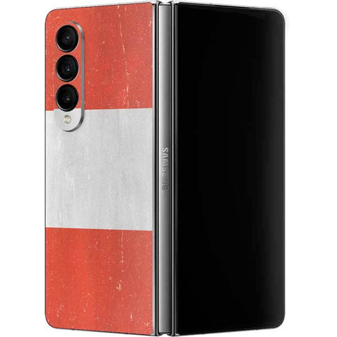 Peru Flag Distressed Galaxy Z Fold4 5G Skin